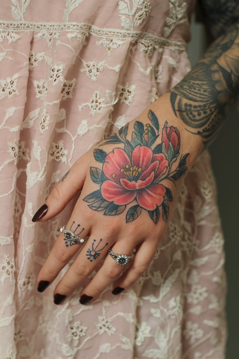 Blumen-Hand-Tattoo