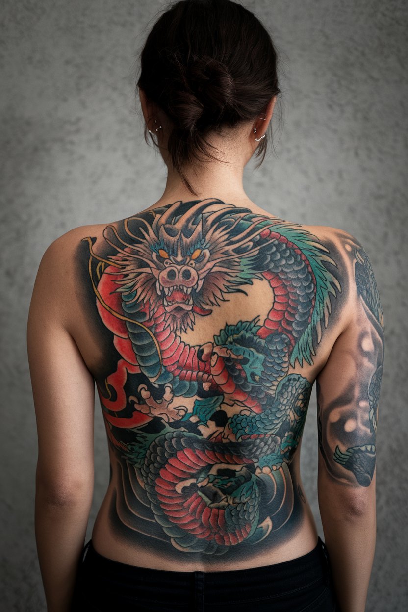 Drachen Rueckentattoo