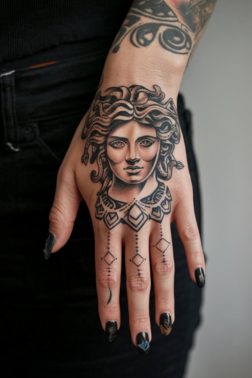 Medusa Hand-Tattoo