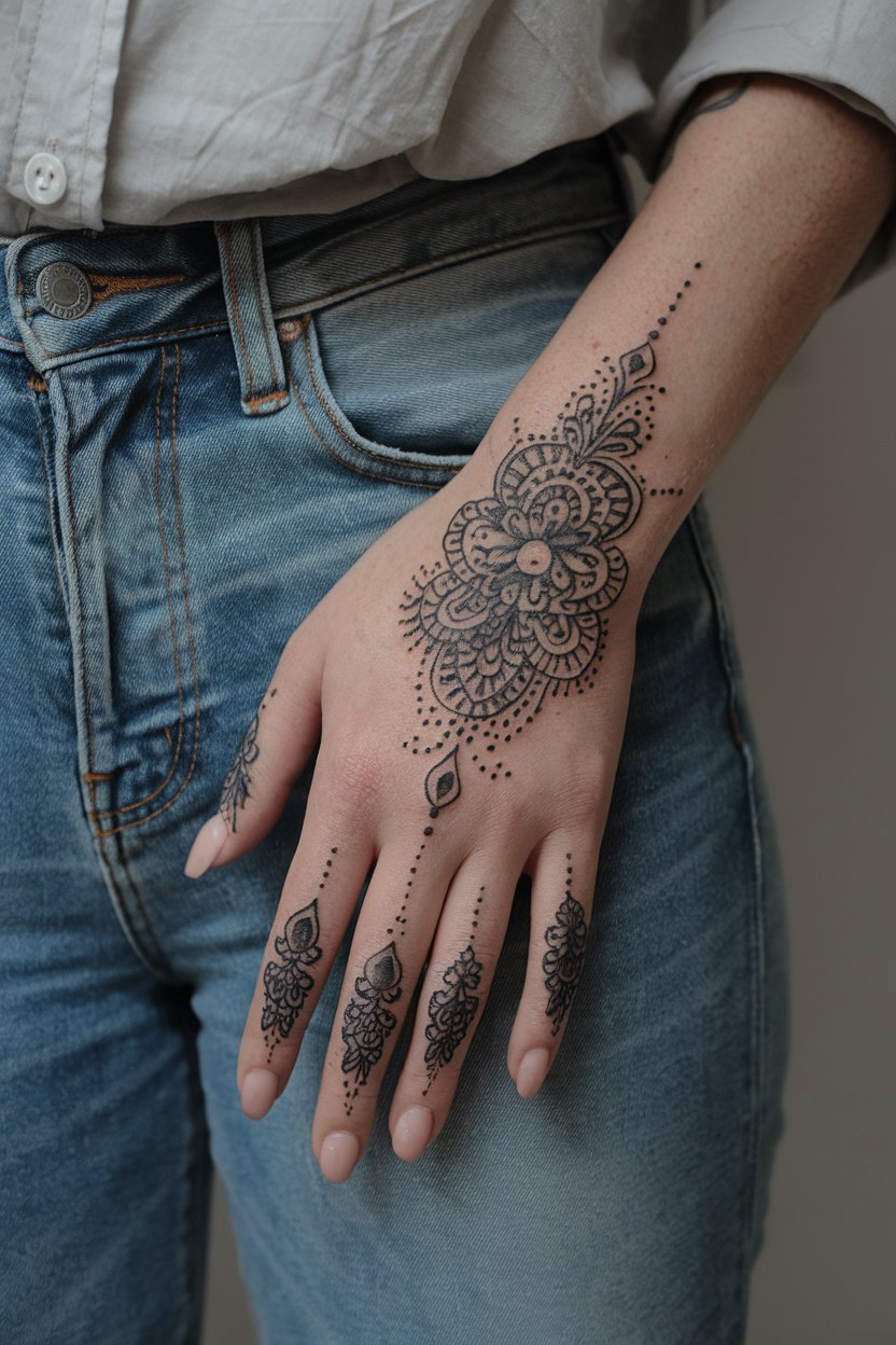 Ornamentales Hand-Tattoo