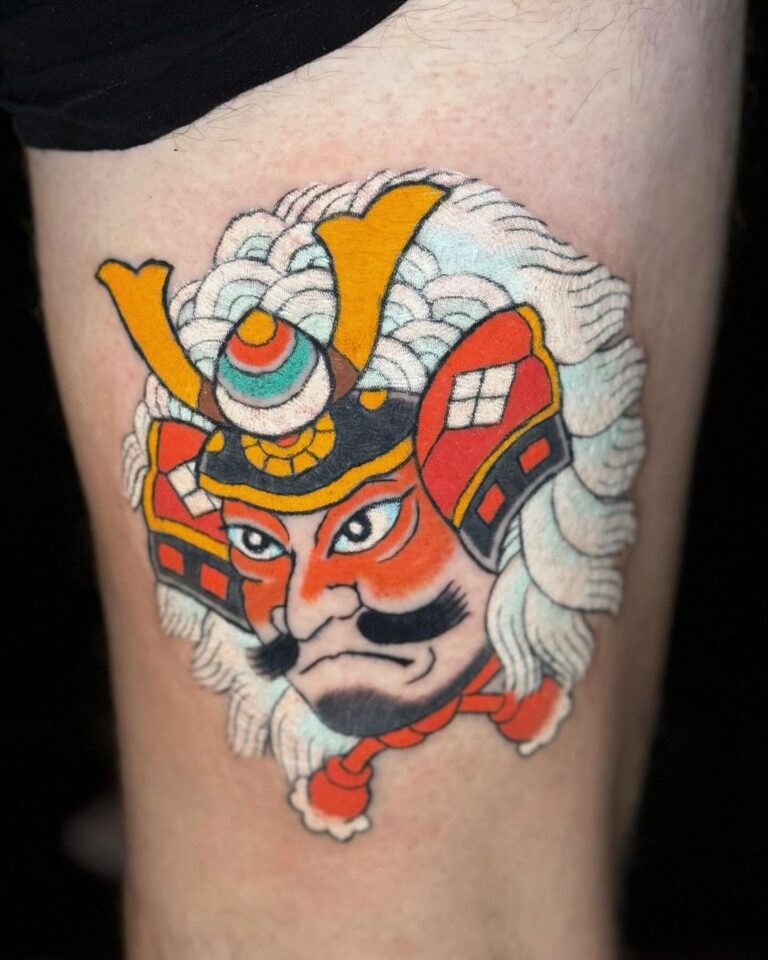 Samurai Oberschenkel Tattoo