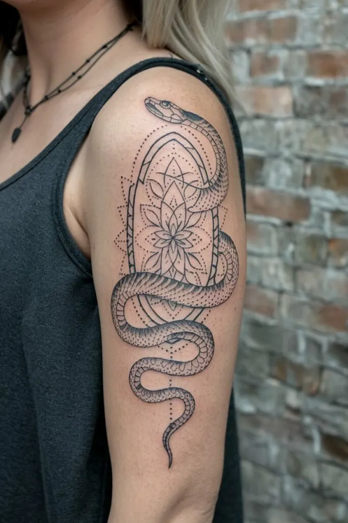 Schlange mit Mandala Tattoo 