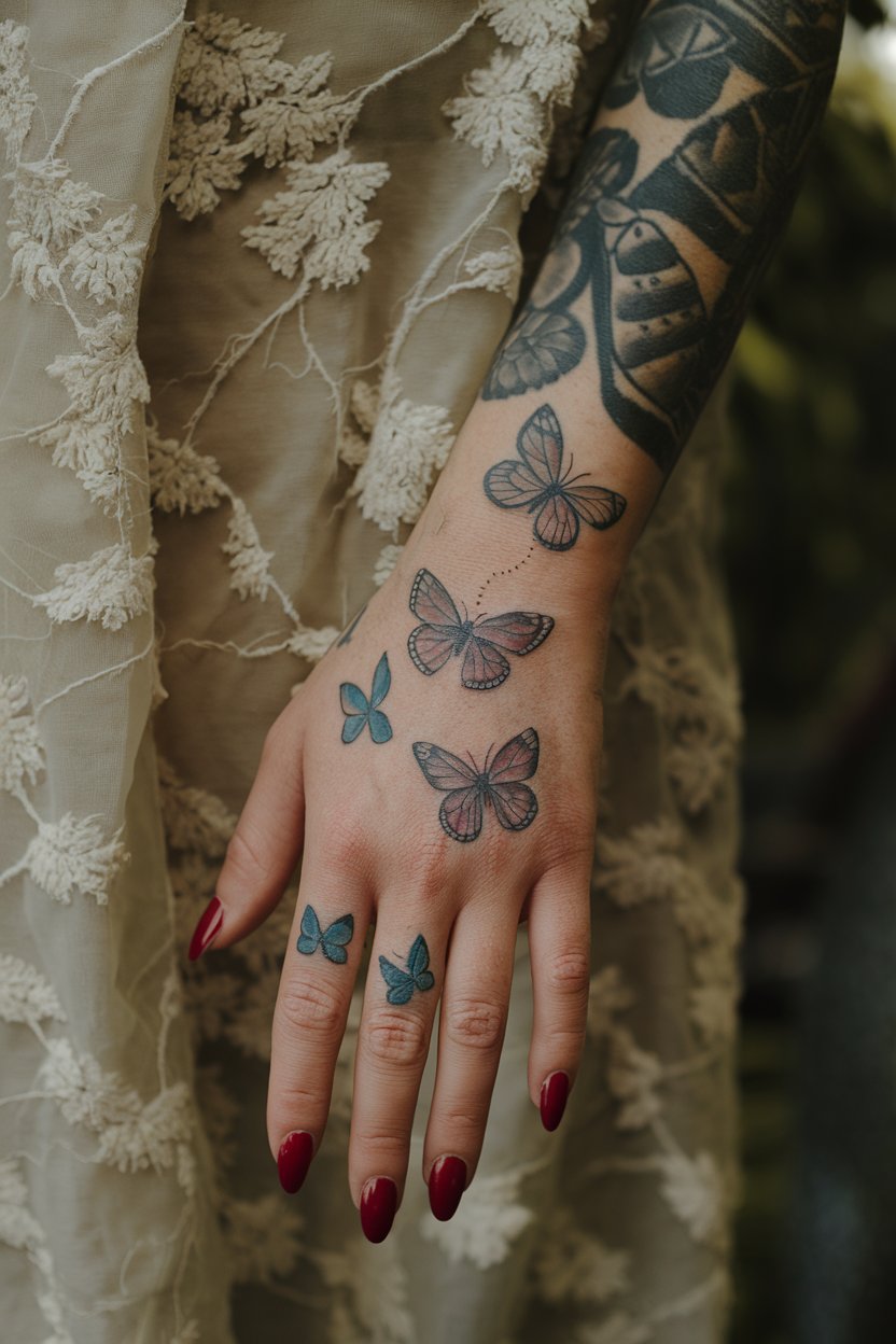 Schmetterlinge Hand-Tattoo