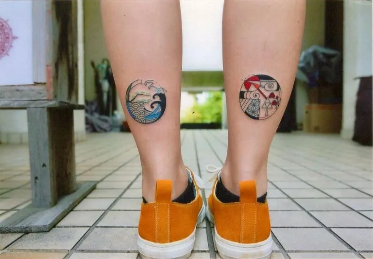 Traditionelles japanisches Bein Tattoo