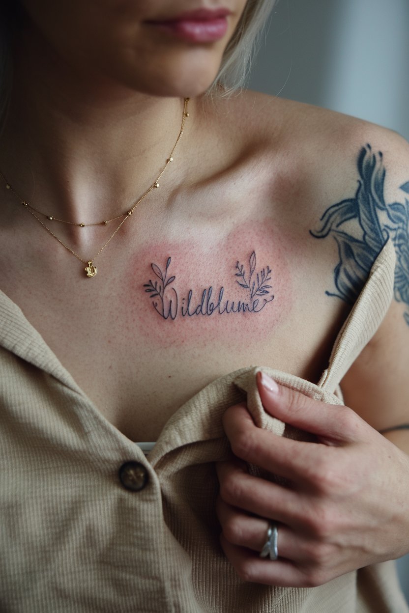 Wildblume Ein Wort Tattoo