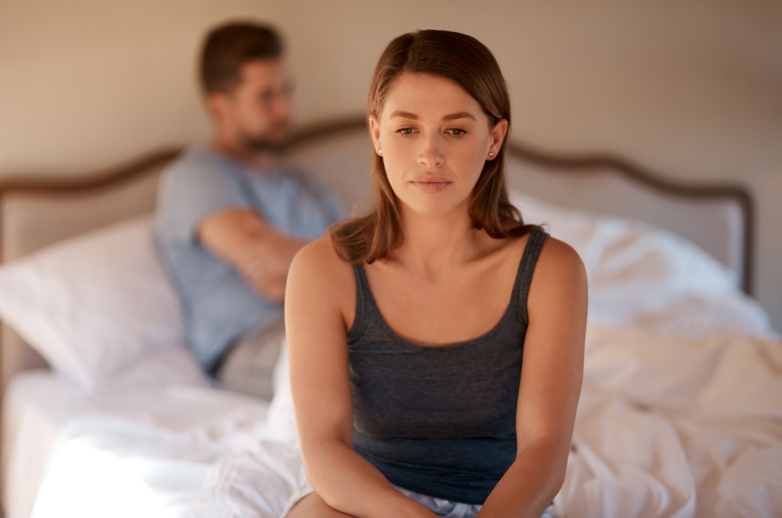 unglueckliches Paar im Bett