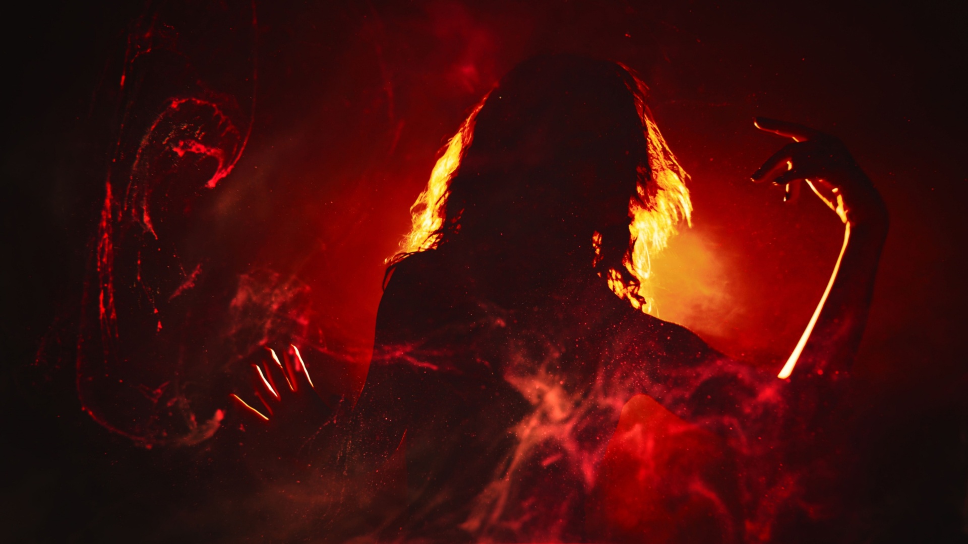 skorpion frau in rot